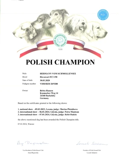 Hermann vom Schmollensee Polnischer Champion